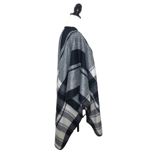 WOOLRICH One Size Plaid Gingham Polyester Cape Cardigan Lagenlook - Picture 4 of 7